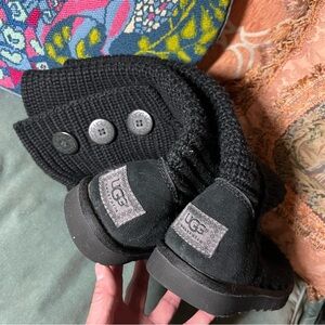 UGG Australia Classic Cardy Knit Boots Black Women’s 7 Discontinued